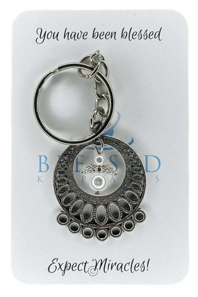 Pearl Angel Key ring - Blessed Keepsakes charm cards